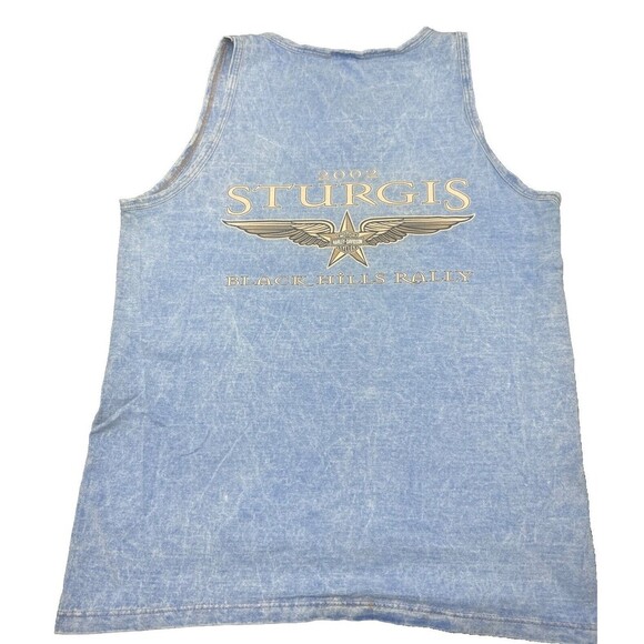 Harley Davidson STURGIS Black Hills Rally 2002 Men’s Blue Tank Top Size Large - Picture 4 of 5